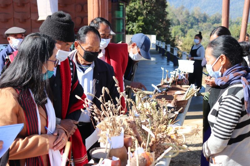 A seed exhibition by women farmers from four khels of Thetsumi village was put up during the biodiversity festival held at Thetsumi in Phek District on December 15.  (Photo Courtesy: NEN)